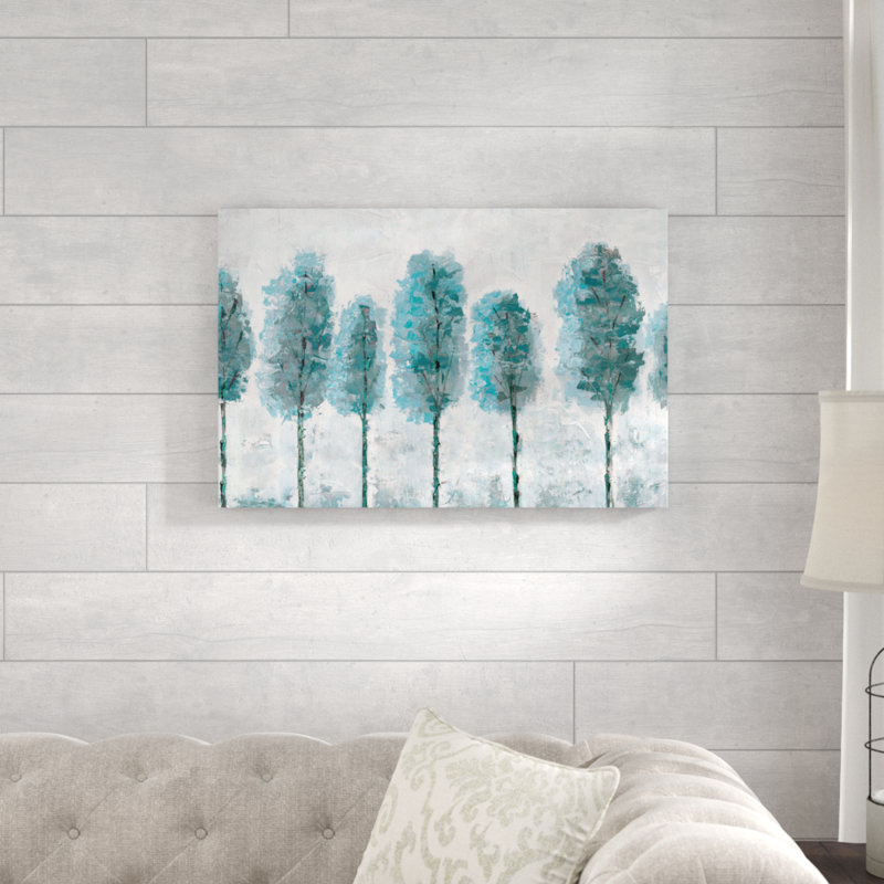 Teal Treeline Paint - Print on Canvas, 20" H x 30" W