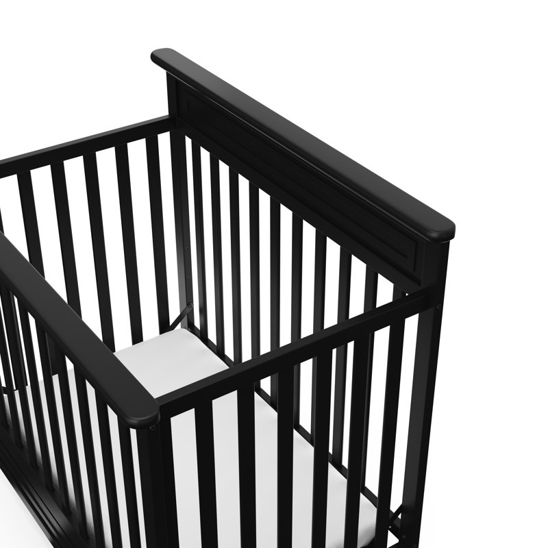 Petal 4-in-1 Mini Convertible Crib with Mattress, Black