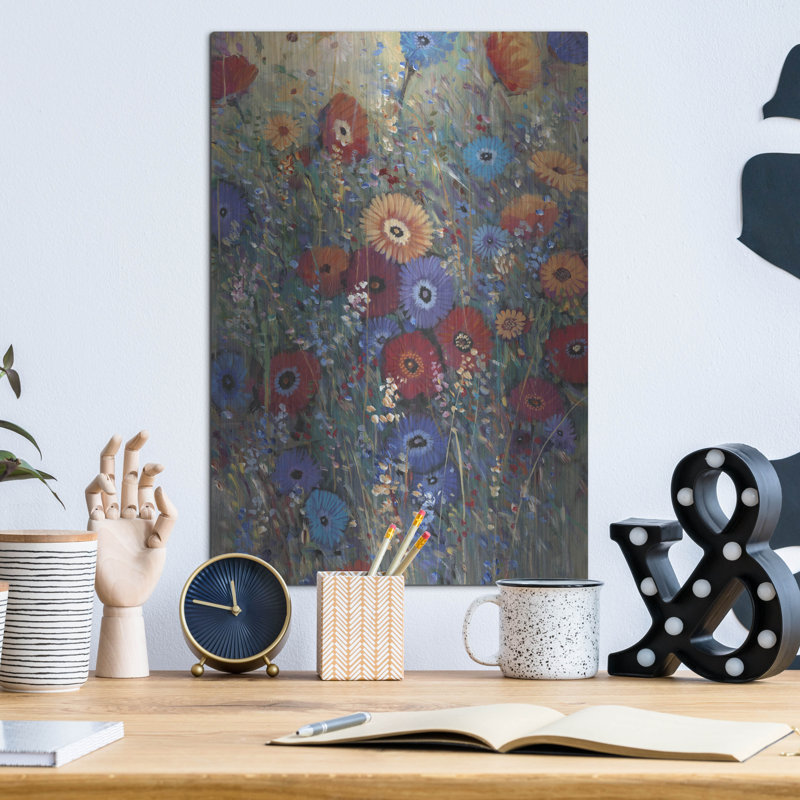 Art mural en métal «Flower Patch II» par Tim O'Toole, H 16 po x l 12 po
