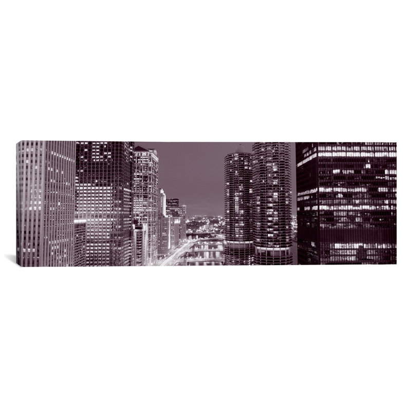 Reproduction de photo sur toile panoramique wacker drive chicago, illinois, H 20 po x l 60 po x P 1,5 po