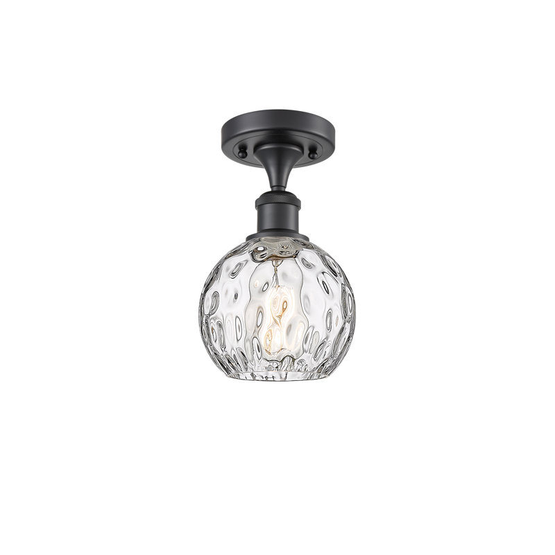 Cindi Glass Semi Flush Mount, No Bulb Included, 11" H x 6" W x 6" D, Matte Black