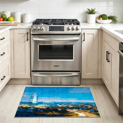 Clear Machine Washable,Skyline with Andes Mountains Indoor Area Rug