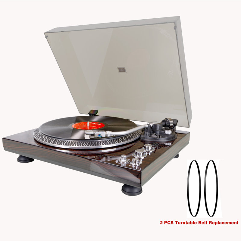 CrosAudio Vintage Belt-Drive Turntable with Bluetooth Output and AT-3600L Cartridge,  2 Pieces Turntable Belts,Red
