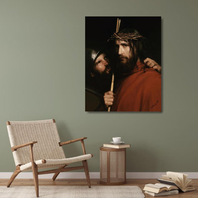 "Christ with Mocking Soldier" by  Carl Bloch - Gallery Wrap Canvas Wall Art