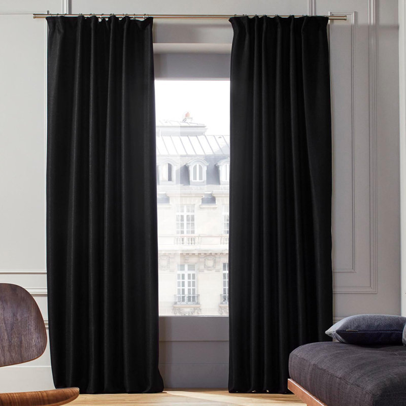 Coconut Room Darkening Single Curtain Panel, Black, 350 W x 280 D cm