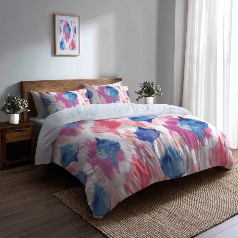 Ensemble de literie 3 pièces Boho - Ensemble de housse de couette et coussin décoratif bleu pastel