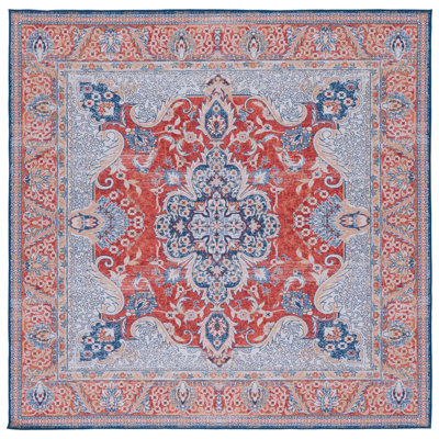 Tapis oriental rouille / bleu