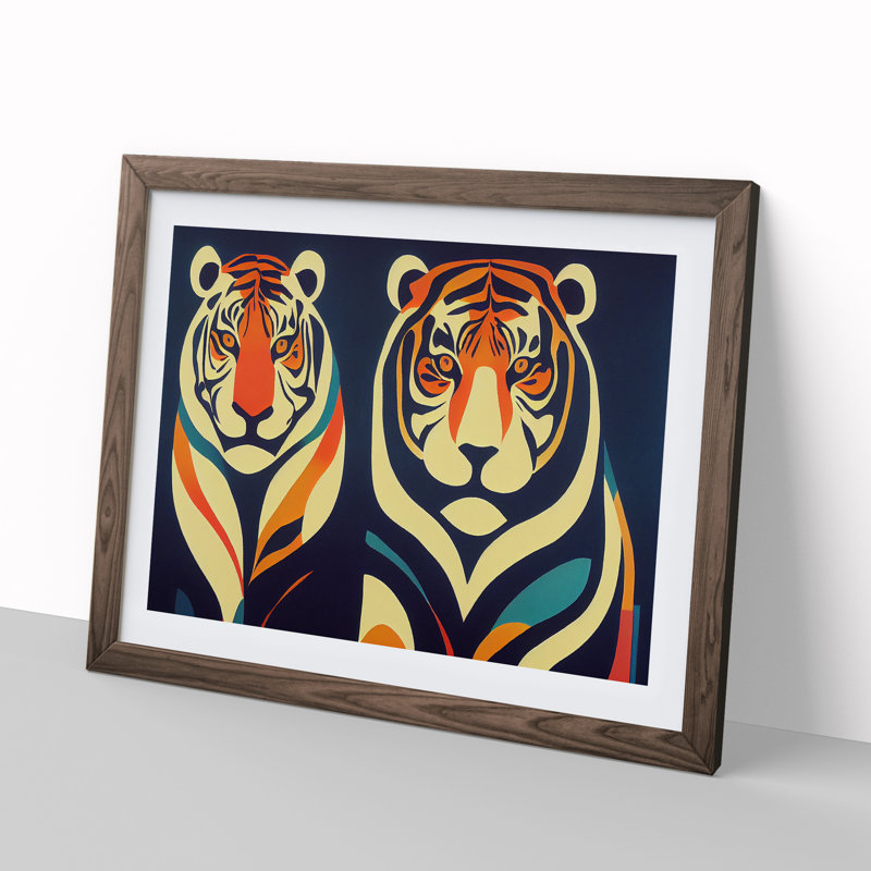 Abstract Tigers - Framed Print, 46cm H x 64cm W x 2cm D, Walnut Framed