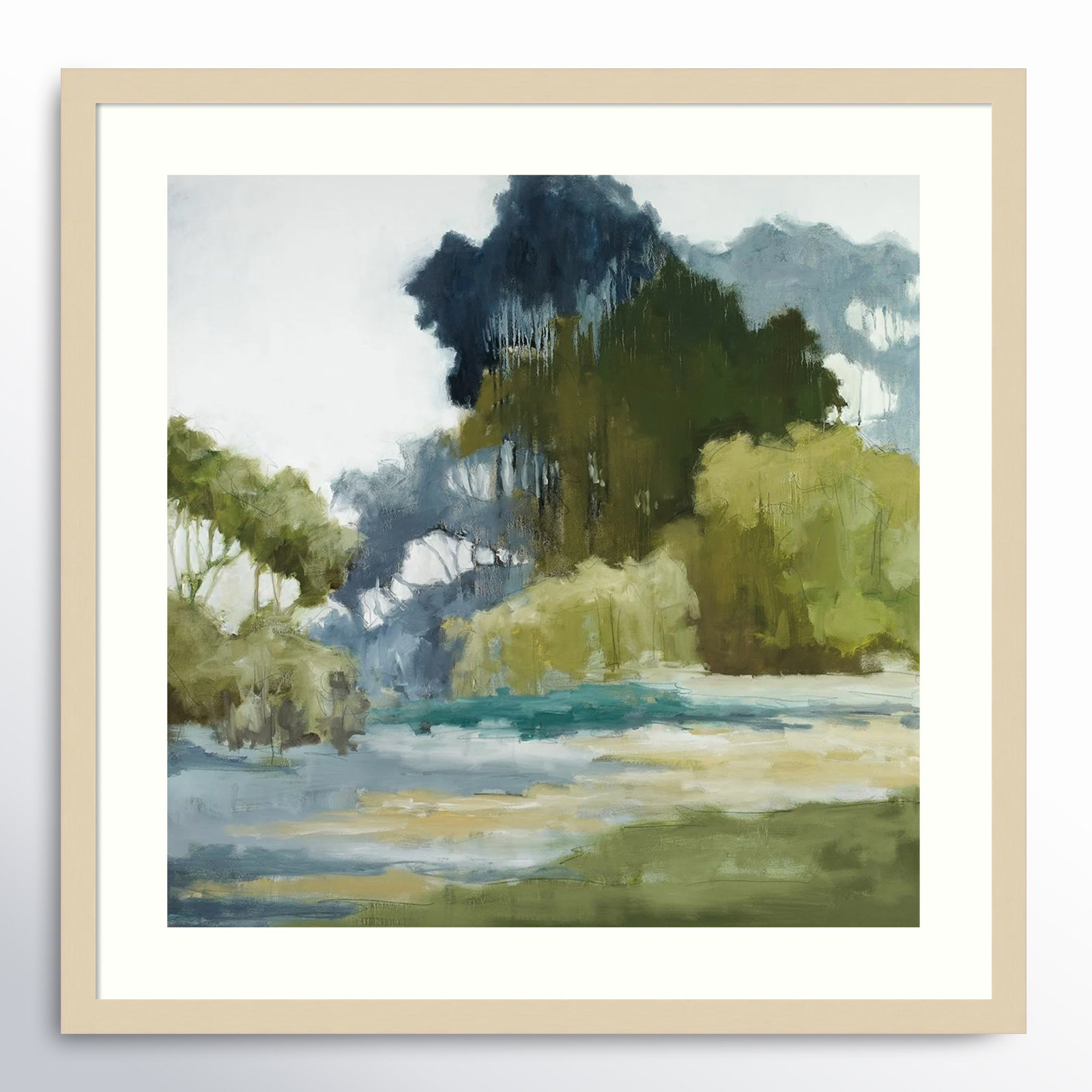 Bean Fileds Tall Trees by Jacqueline Ellens, White Framed Paper, 19" H x 19" W