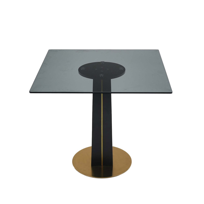 Modern Round Negotiation Table, Tempered Glass, Black