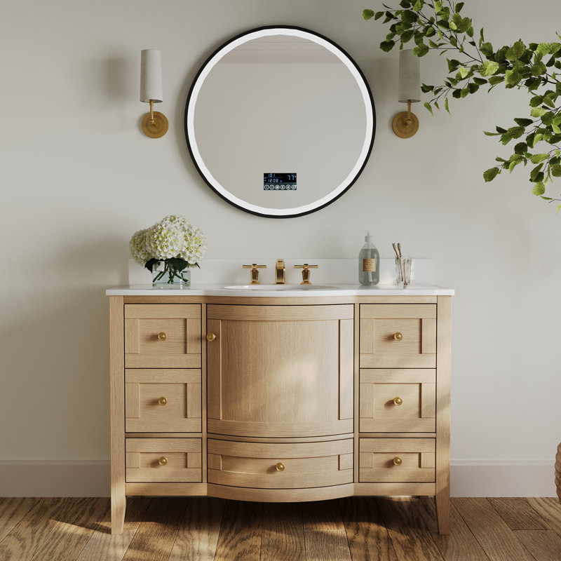 Lauren 48" Single Bathroom Vanity Set, Gold, Oak