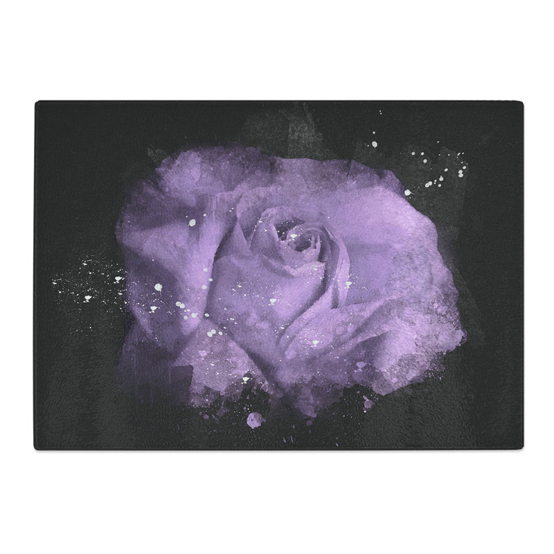 Tempered Glass Lone Purple Rose Chopping Board, 20 cm x 28.5 cm