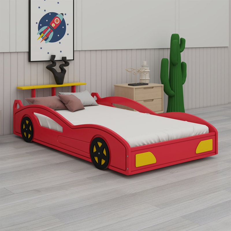 Lit plateforme en forme de voiture, Rouge