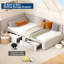Lit de jour simple rembourré doux avec tiroirs de rangement - cadre de lit d'angle, tête de lit allongée, rails de lit, canapé-lit moderne, assemblage facile - parfait pour la chambre à coucher, salon - gris clair