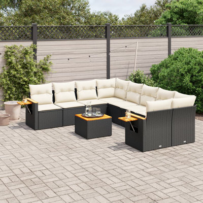 Ensemble de canapé modulaire en rotin PE noir 9 pièces Vidaxl