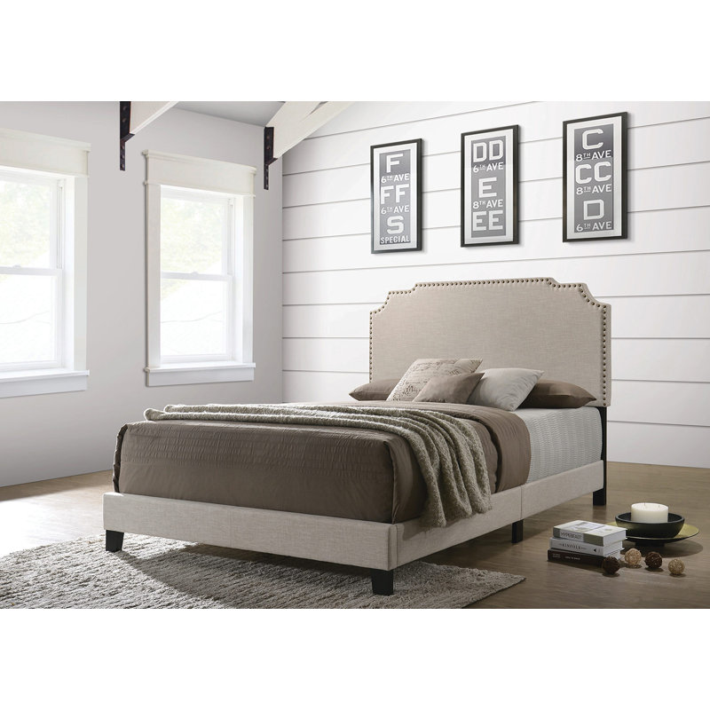 Victorialynn Upholstered Full Panel Bed Beige, Beige, Full
