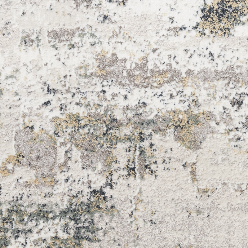 Distinctive Power Loom Synthetic Fibers Abstract Area Rug in Gray/Ivory