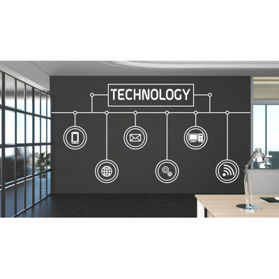 Technology Vinyl Wall Art Decal, Circuit Board Wall Decal, Office Wall Decor, Business Software Wall Sticker, Computer It Decor Office 465RS