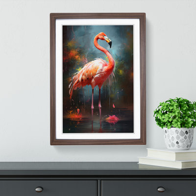 Flamingo Conceptual - Single Picture Frame Print on Wood