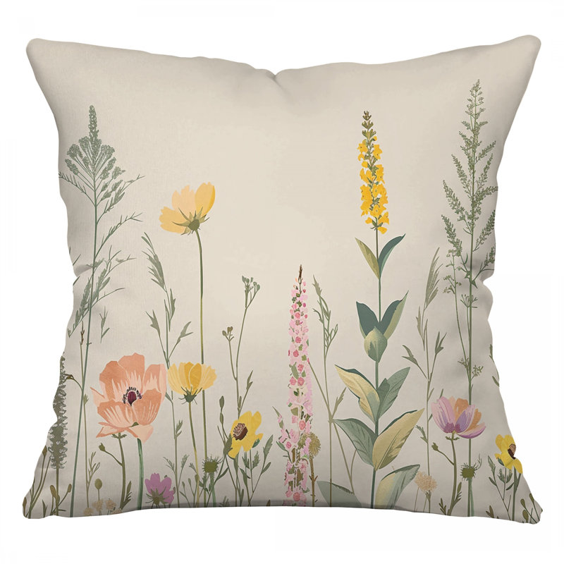 Coussin Wildflowers, H 14 po x l 14 po
