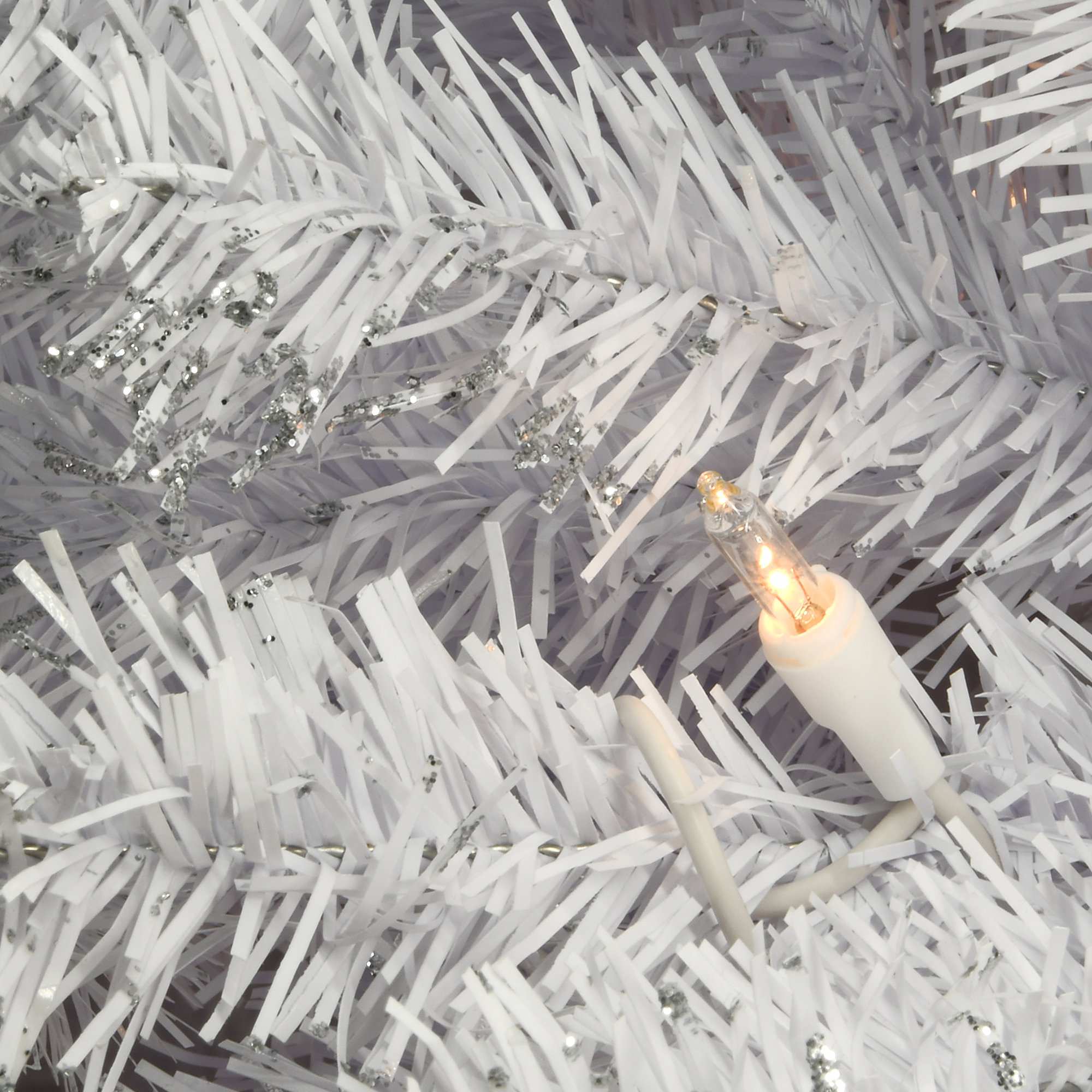 The Holiday Aisle® Kingswood Fir White Pencil Tree with Clear Lights, 9'