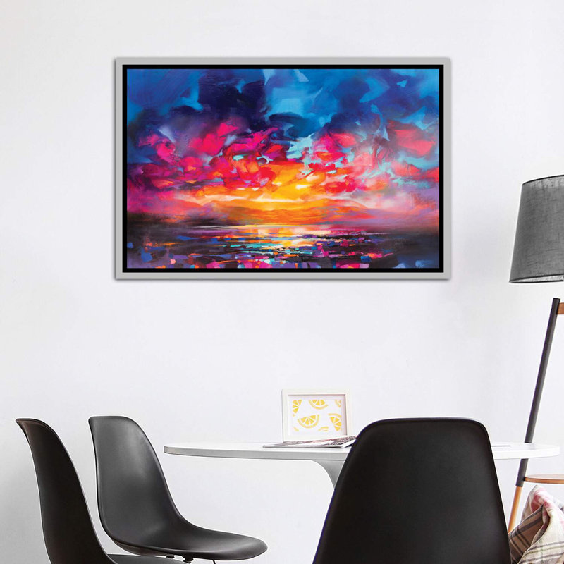 «Liquid Light V» par Scott Naismith - reproduction d'art, H 40 po x l 60 po x 1,5 po, Toile avec cadre argenté