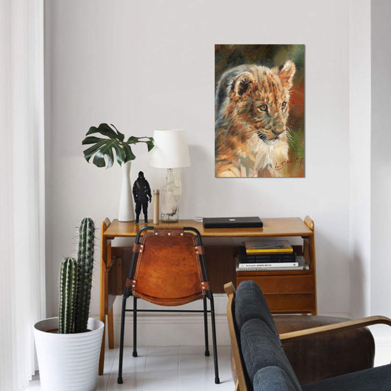 « lion cub », impression sur toile, H 60 po x l 40po x P 1,5 po, Pas de tapis, Toile tendue