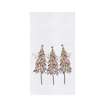 Woodland Festive Pine Tales Embellished Holiday Towel