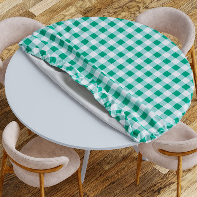Vinyl Picnic Fited Tableclth Round, 60" L x 60" W, Green