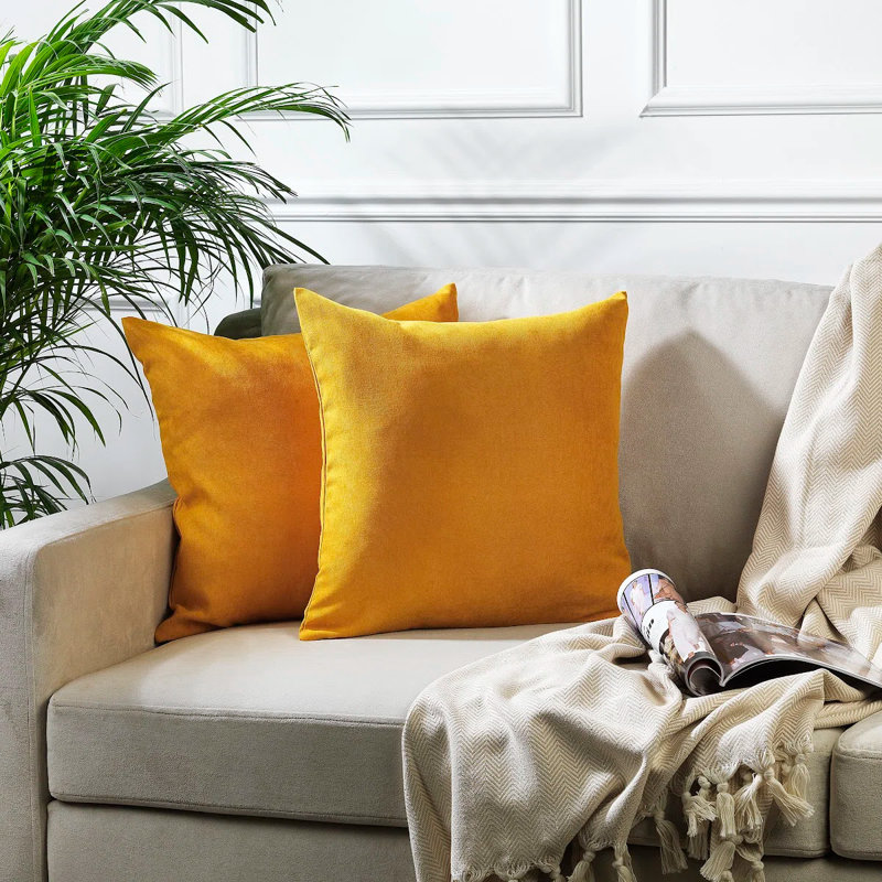 Housses de coussin décoratif, H 22 po x l 22 po, Jaune moutarde