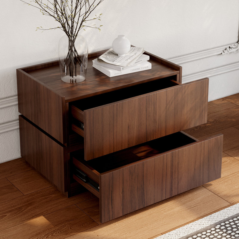 Heckman Modern Modular Nightstand,with 2 Drawers For Bedroom, Modular Assembly, Brown