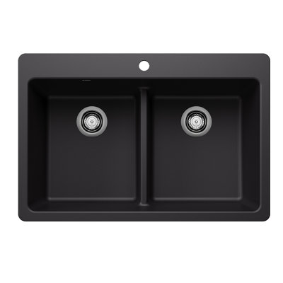 Évier de cuisine à double cuve encastrable / encastrable L 33 po x l 22 po Liven Silgranit