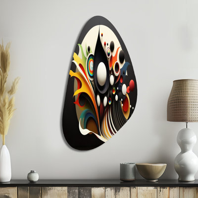 Minimaliste coloré sphères et vagues I - art mural asymétrique moderne géométrique en forme d'automne