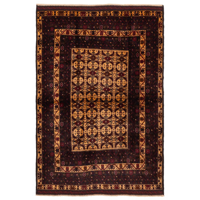 Teimani Beige, Red Rug 4'6" x 6'9"