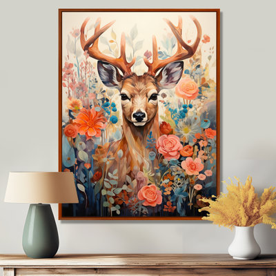 Art mural rétro, forêt de fleurs bohémiennes