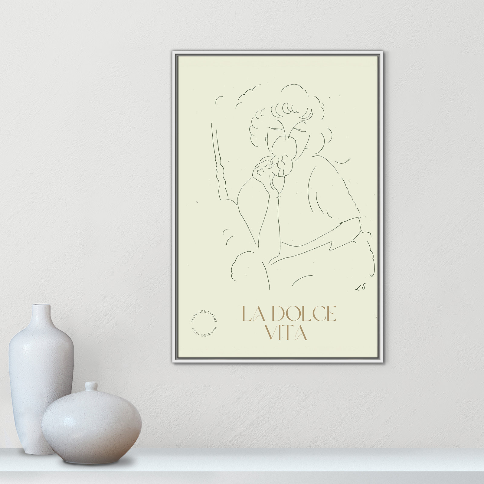 Dottie "La Dolce Vita" Print, 37.5" H x 25.5" W, White