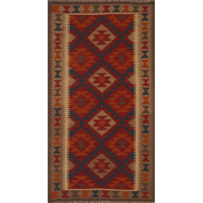 Kilim Reversible Wool Runner Rug 3x7