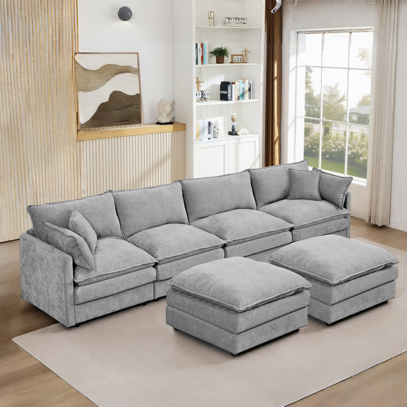 Canapé modulaire moderne en forme de U, chenille confortable et spacieux