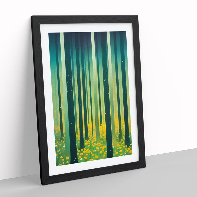 Cute Forest Abstract - Single Picture Frame Print, 64cm H x 46cm W x 2cm D, Black