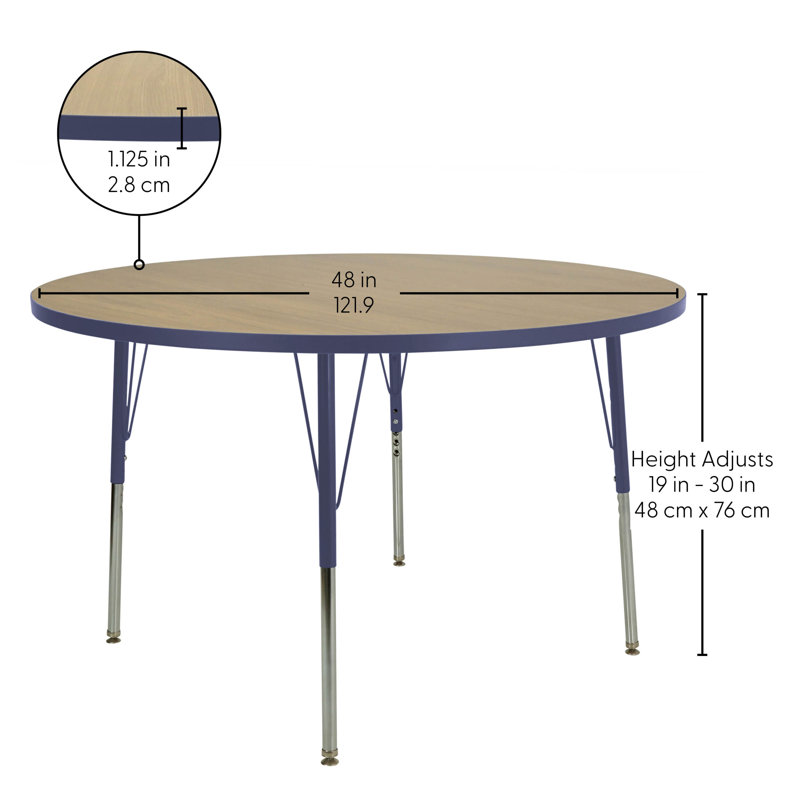 Table d'activité circulaire réglable 48 po Contour, Pasadena Oak/Navy