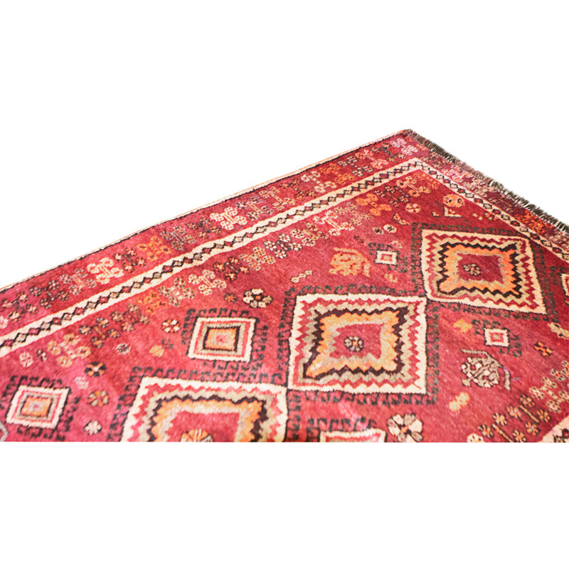 Hand Knotted Wool Area Rug in Red