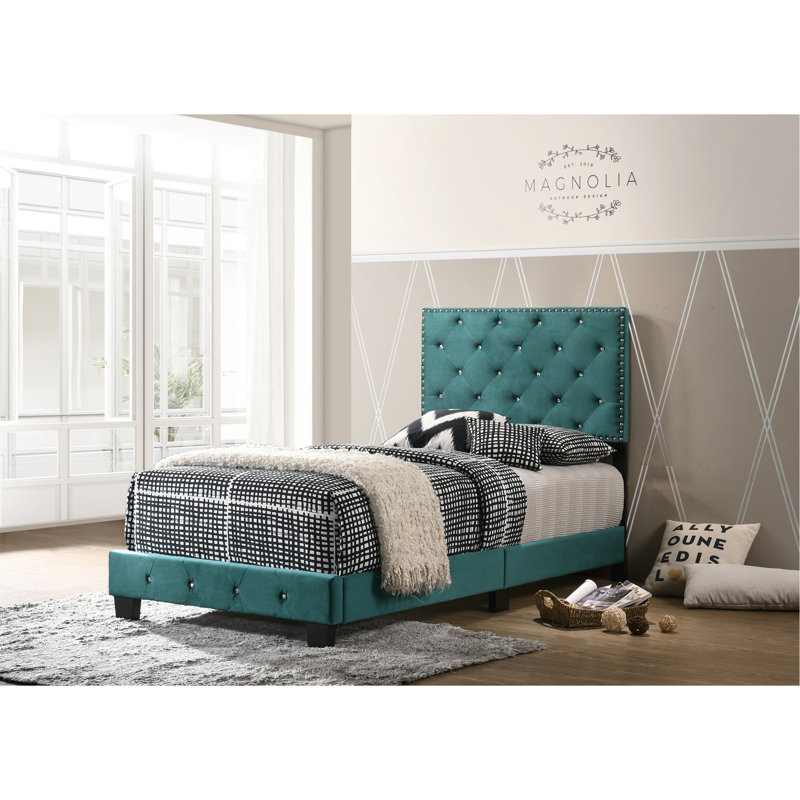 Anjelo Upholstered Standard Bed, Twin, Green
