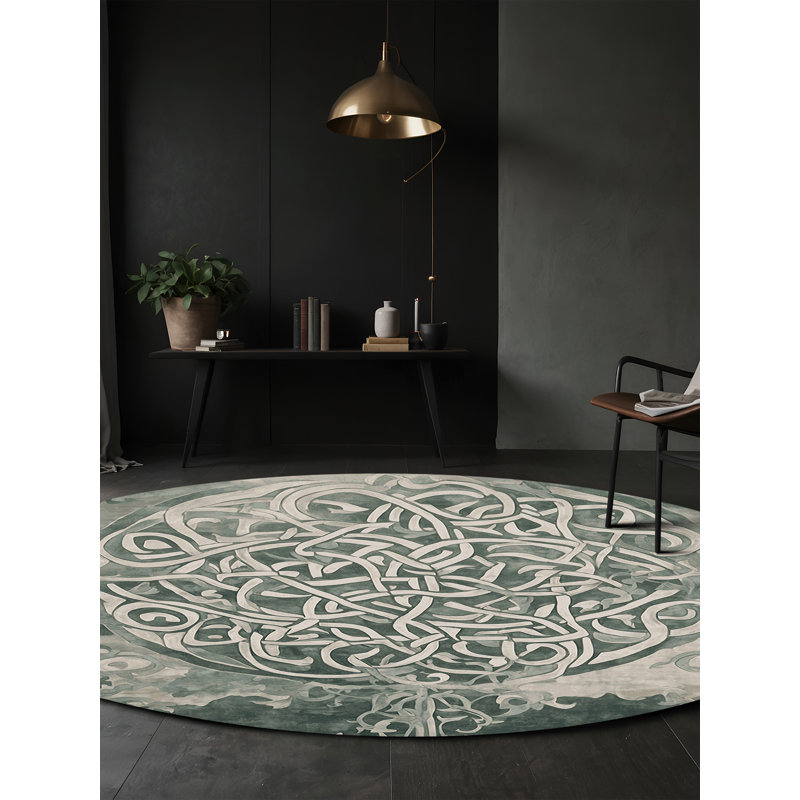 Tapis brun lavable à la machine, Rond 3 pi