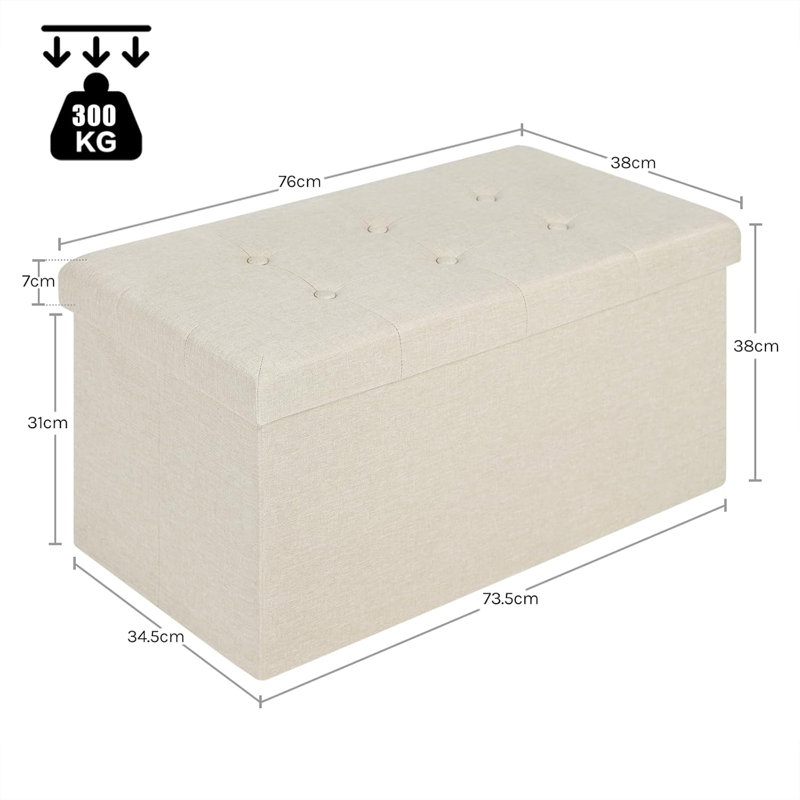 Fazila 76cm Wide Rectangle Solid Colour Ottoman with Storage