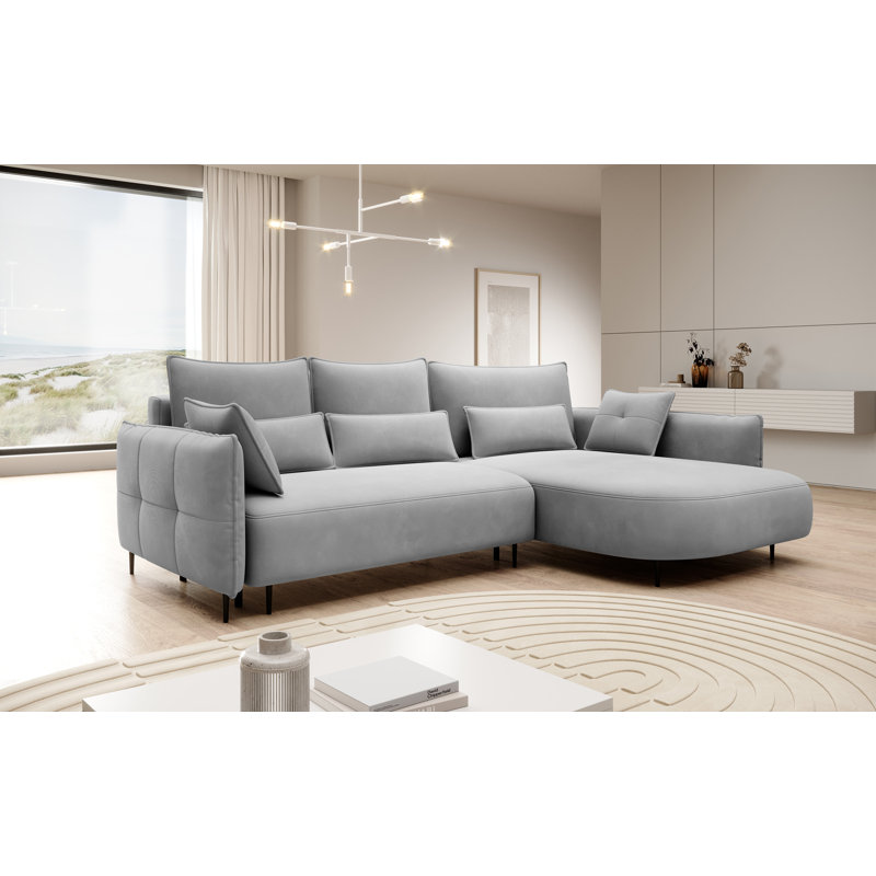 Bairo 3 Seater Fabric Reclining Sofa & Chaise, Grey, Right Hand Facing