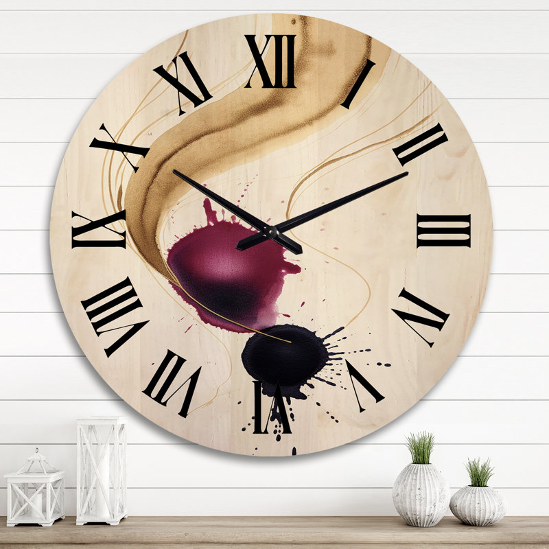 Horloge murale en bois massif Anaelise, Très grand
