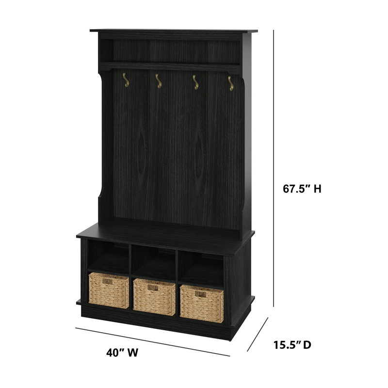 Bridget Hall Tree with Open Storage, Black