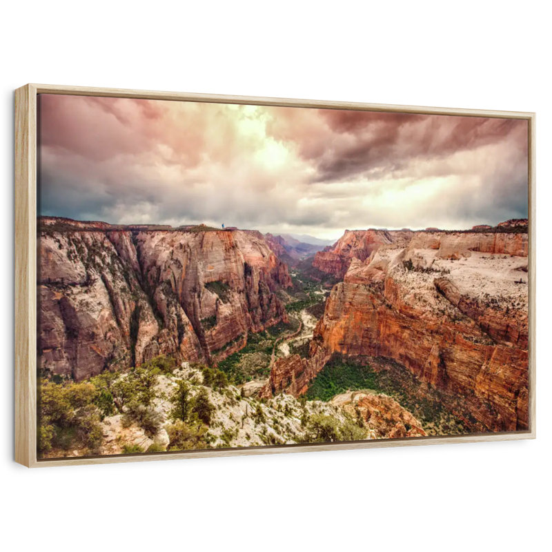 Parc national de Zion à couper le souffle, Cadre flottant en bois naturel, 46 po x 31 po