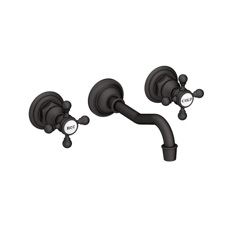 Chesterfield Wall Mount Bathroom Faucet, Flat Black