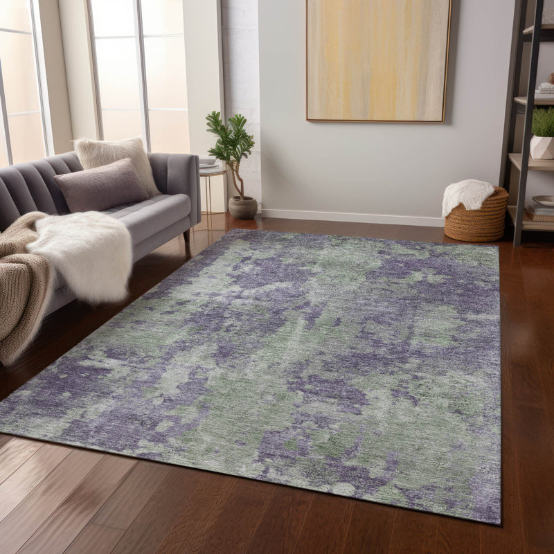 Tapis intérieur / extérieur lavable abstrait Folcroft, Rectangulaire 8 pi x 10 pi
